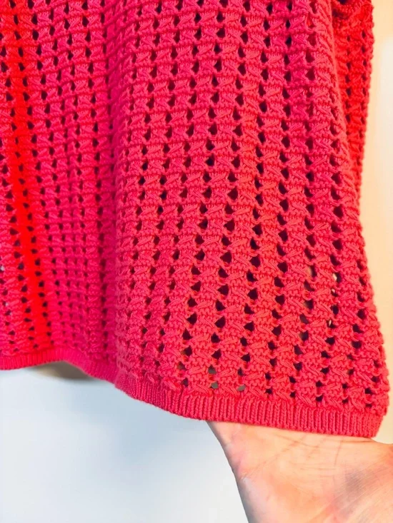 Gap Crochet Flutter Sleeve Coral Scalloped Sweater Tank Small - Picture 5 of 7